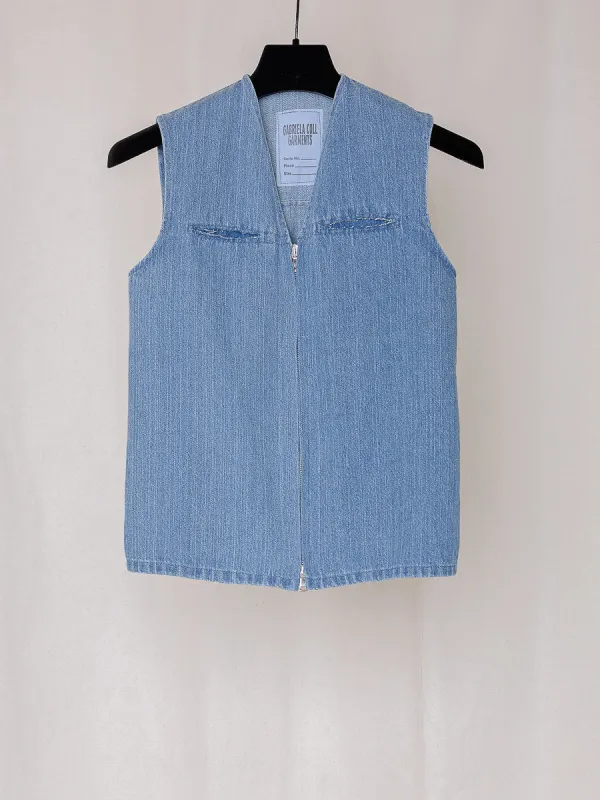 ARCHIVE NO.193/220 DENIM ZIPPER VEST made by Gabriela Coll Garments