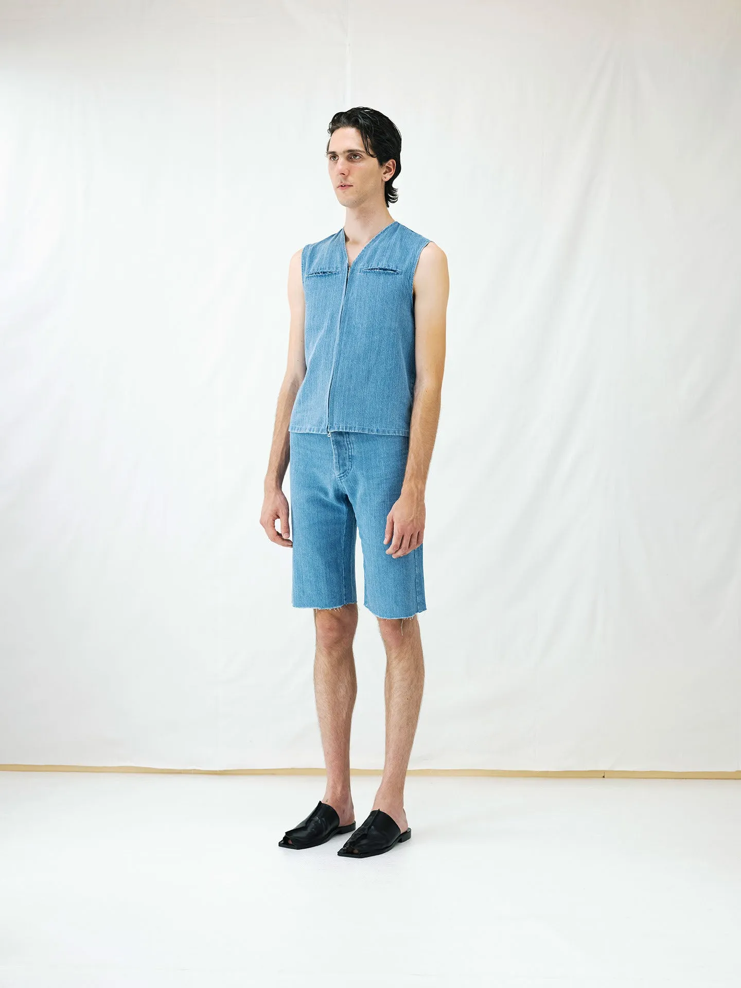 ARCHIVE NO.193/220 DENIM ZIPPER VEST sold by Gabriela Coll Garments product image thumbnail 3