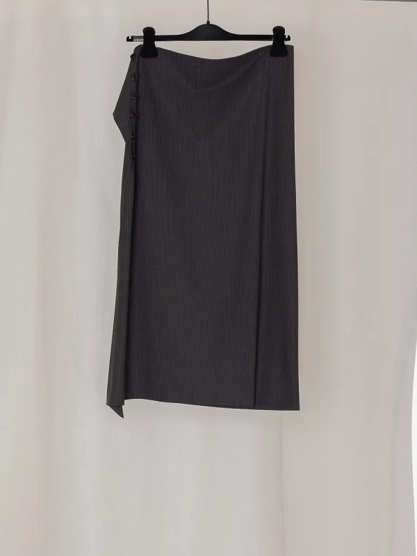 ARCHIVE NO.50 PINSTRIPE ASYMMETRICAL SKIRT made by Gabriela Coll Garments