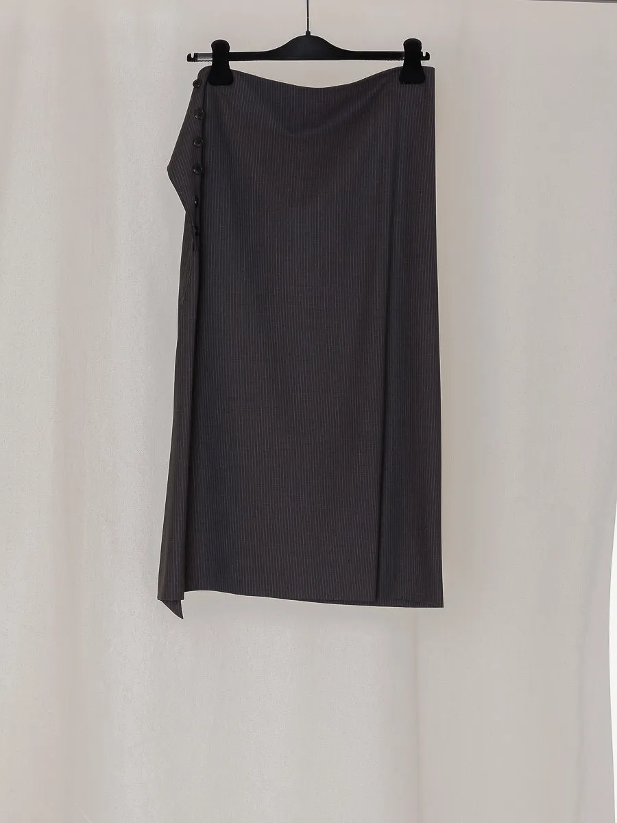 ARCHIVE NO.50 PINSTRIPE ASYMMETRICAL SKIRT sold by Gabriela Coll Garments