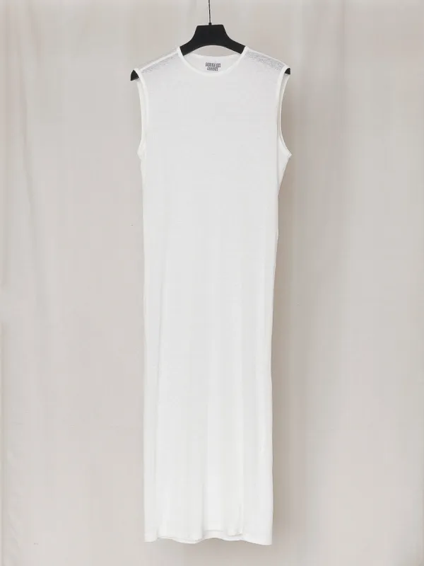 ARCHIVE NO.192 WHITE LINEN SLEEVELESS T-SHIRT DRESS made by Gabriela Coll Garments