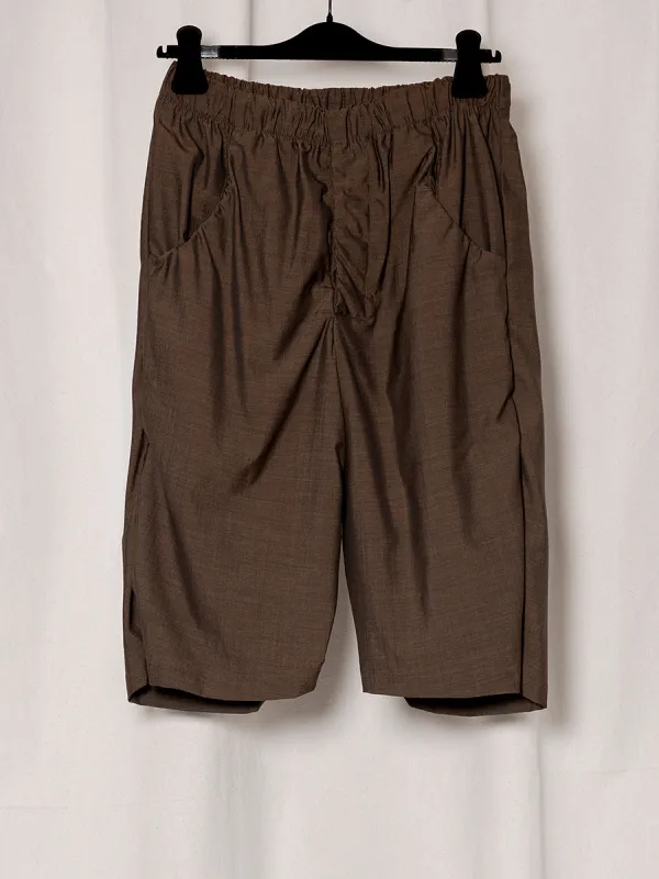 S18 NO.330 SUMMER WOOL DRAPED SHORT TROUSERS made by Gabriela Coll Garments