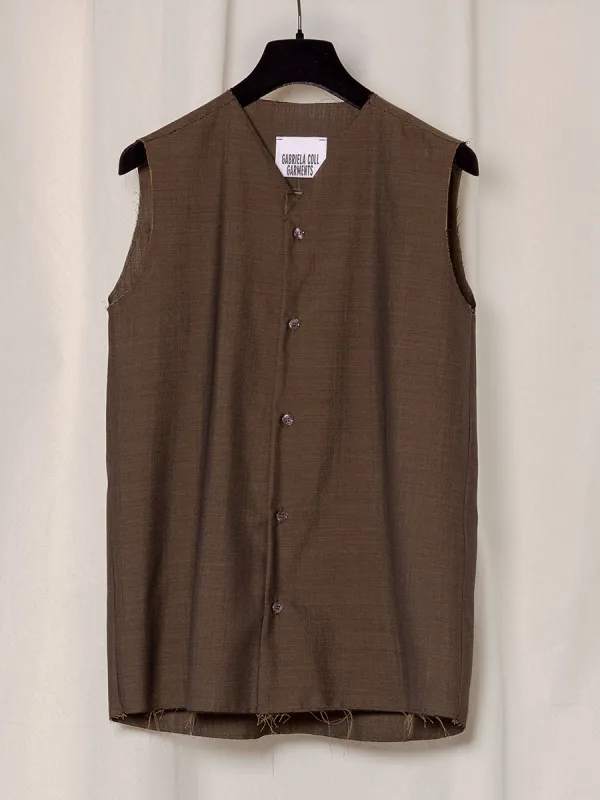 S18 NO.272 SUMMER WOOL SLEEVELESS SHIRT made by Gabriela Coll Garments