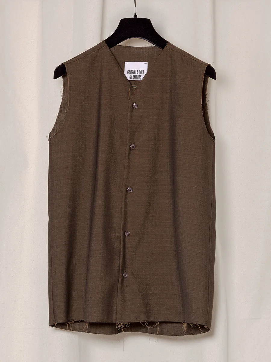 S18 NO.272 SUMMER WOOL SLEEVELESS SHIRT sold by Gabriela Coll Garments