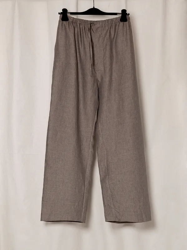 S18 NO.288 BROWN LINEN DRAWSTRING TROUSERS made by Gabriela Coll Garments
