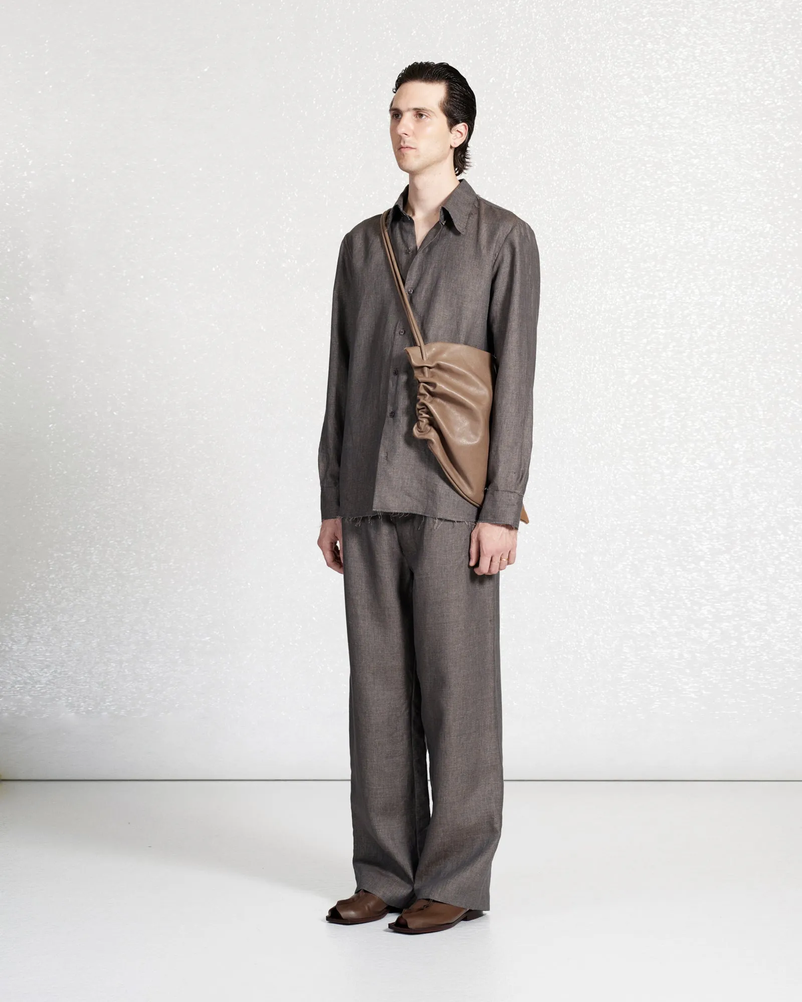 S18 NO.288 BROWN LINEN DRAWSTRING TROUSERS sold by Gabriela Coll Garments product image thumbnail 2