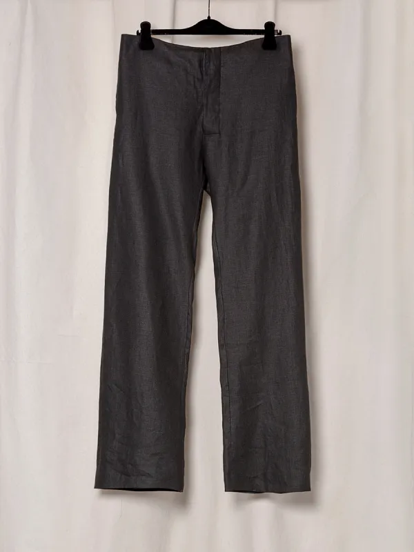 S18 NO.205 BLACK LINEN TAILORED TROUSERS made by Gabriela Coll Garments