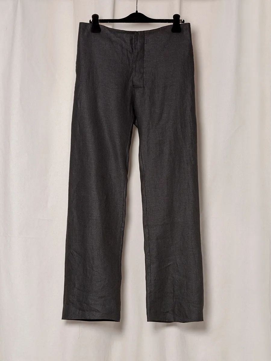 S18 NO.205 BLACK LINEN TAILORED TROUSERS sold by Gabriela Coll Garments