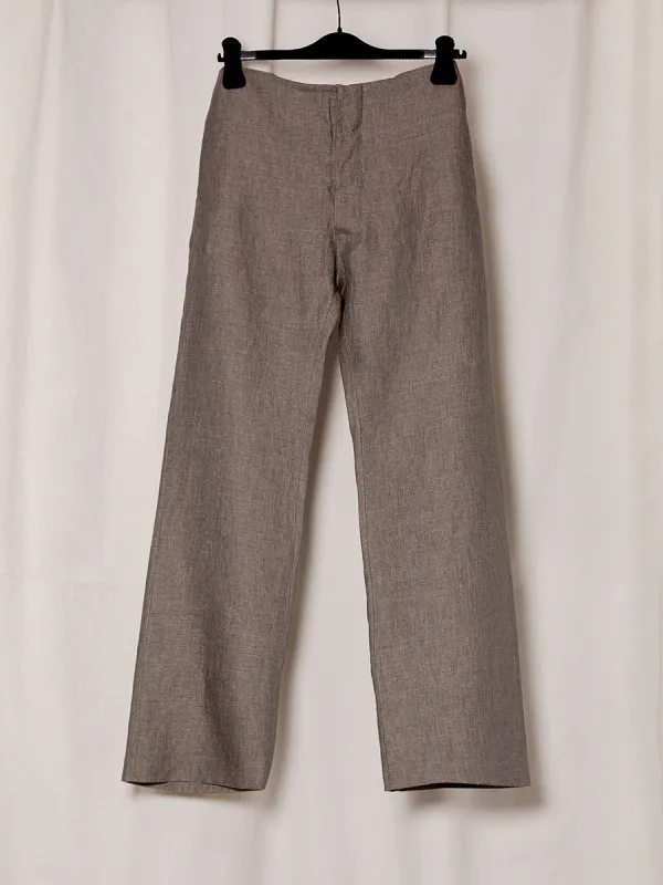 S18 NO.205 BROWN LINEN TAILORED TROUSERS made by Gabriela Coll Garments
