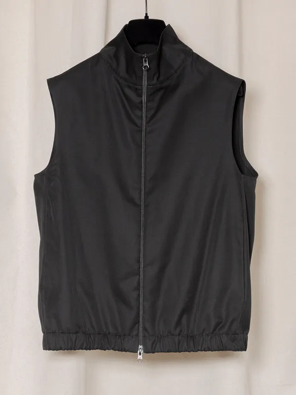 S18 NO.337 BLACK GABARDINE ZIPPER VEST made by Gabriela Coll Garments