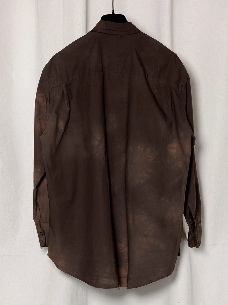S18 NO.328 BROWN/BLACK POPLIN OVERSIZED SHIRT sold by Gabriela Coll Garments product image thumbnail 2