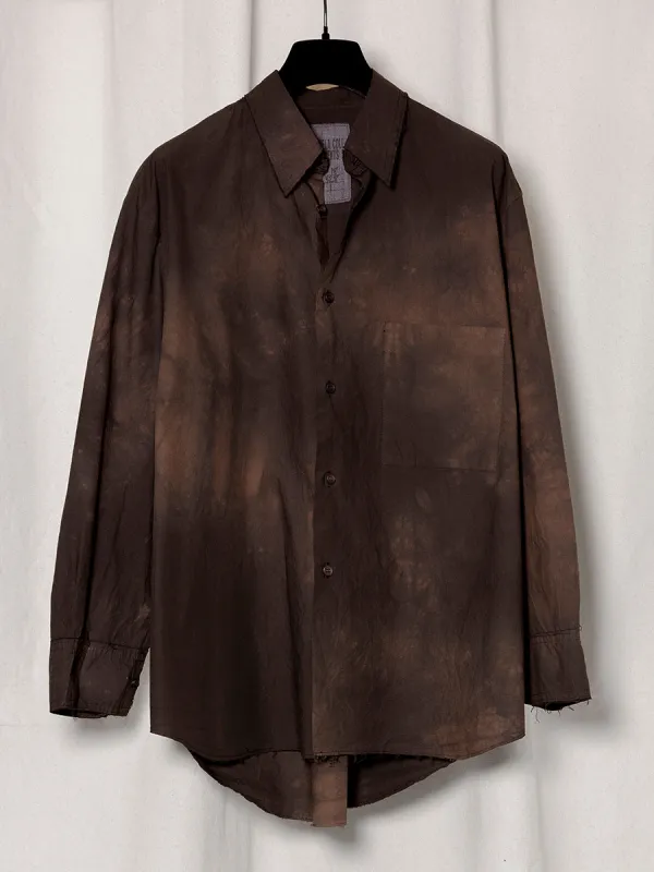 S18 NO.328 BROWN/BLACK POPLIN OVERSIZED SHIRT made by Gabriela Coll Garments