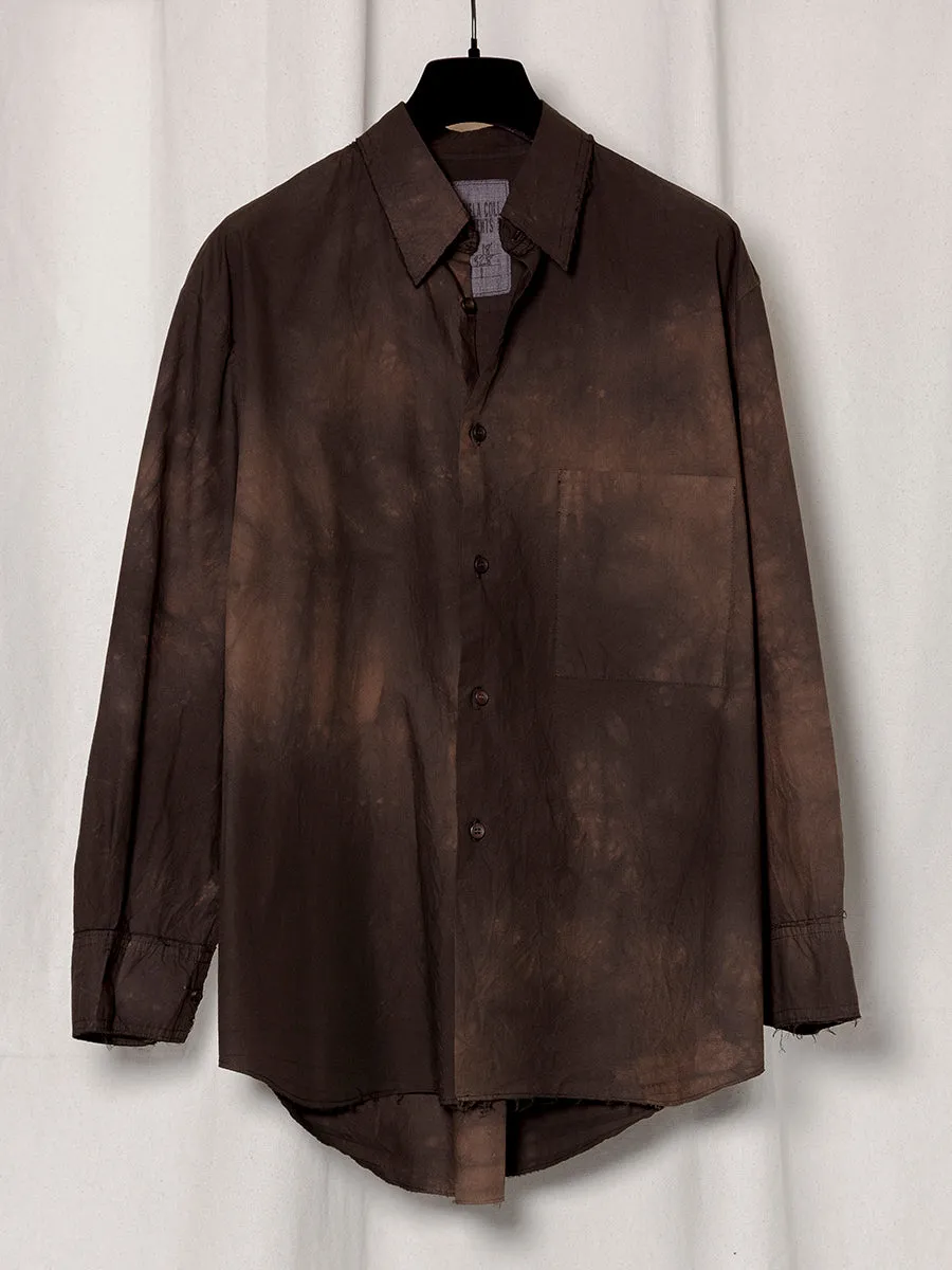 S18 NO.328 BROWN/BLACK POPLIN OVERSIZED SHIRT sold by Gabriela Coll Garments