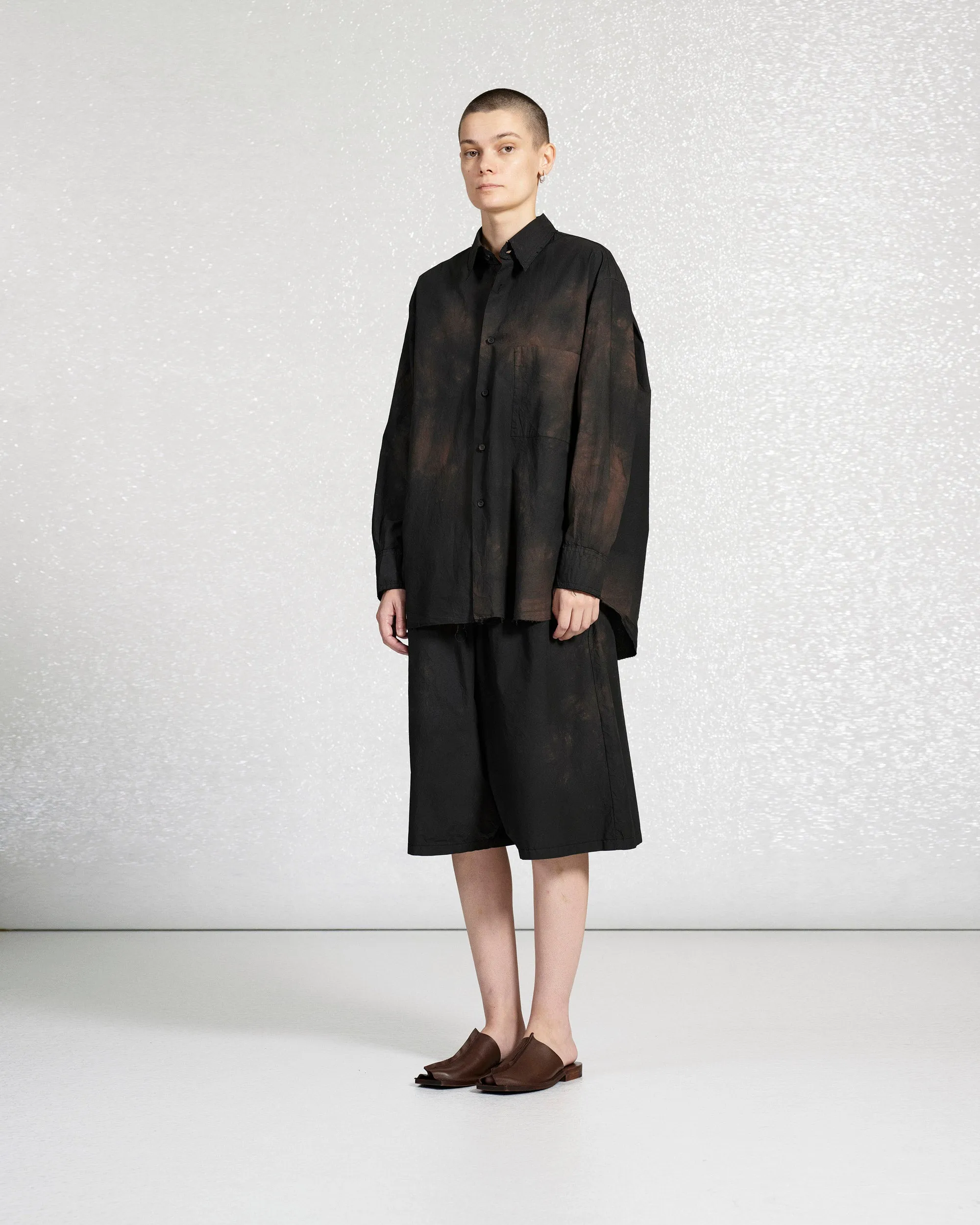 S18 NO.328 BROWN/BLACK POPLIN OVERSIZED SHIRT sold by Gabriela Coll Garments product image thumbnail 3