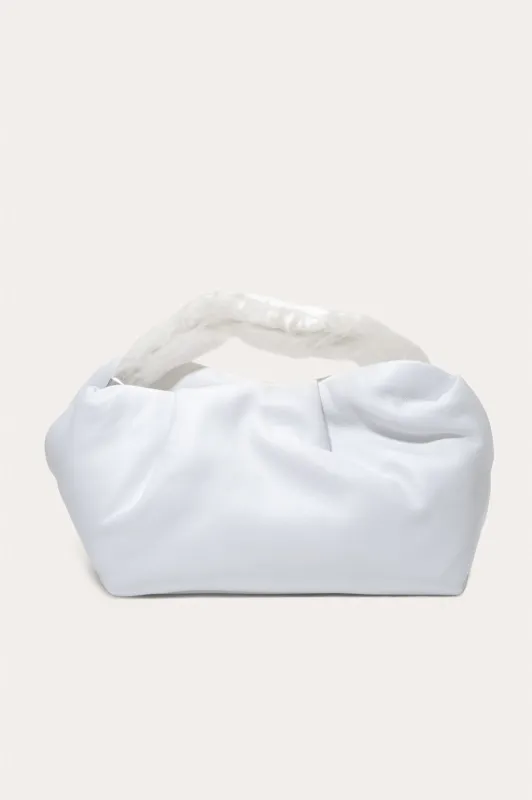 The Lunchbox - Pearlescent White Resin and White Leather Clutch Bag made by Completed Works