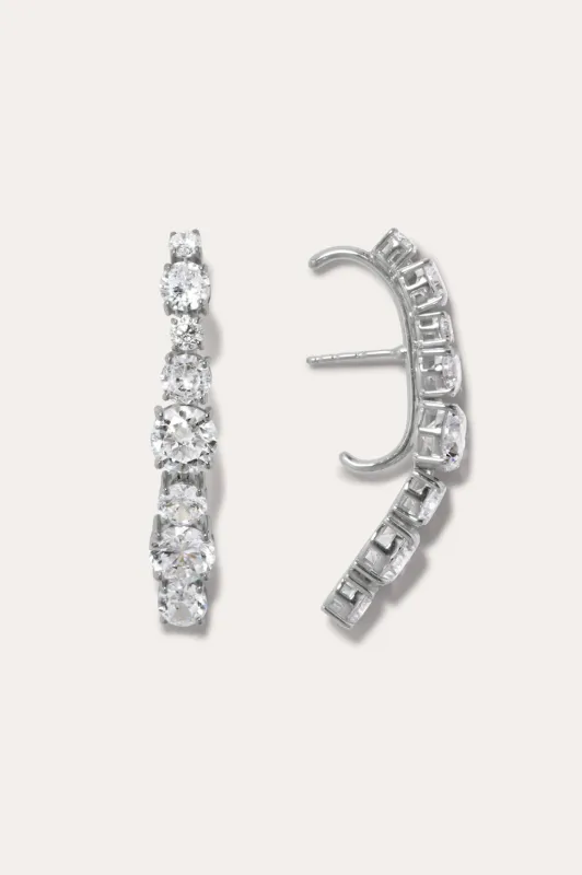 Inflection - Zirconia and Recycled Silver Ear Climbers made by Completed Works