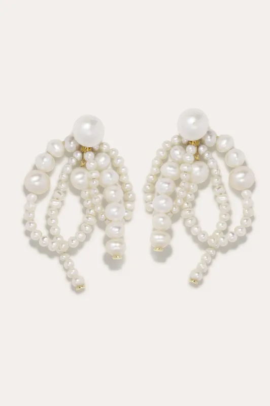 Where The Wild Things Winter - Pearl and Recycled Gold Vermeil Earrings made by Completed Works