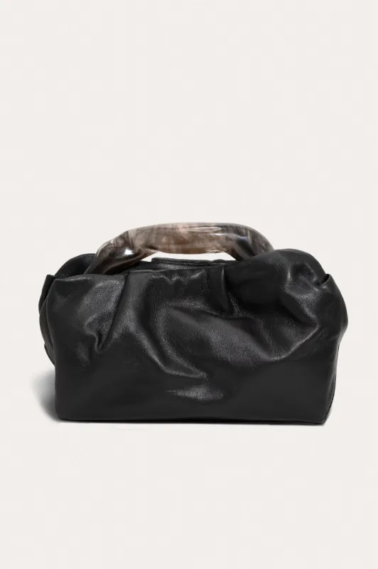 The Lunchbox - Smoky Quartz Resin and Black Leather Clutch Bag made by Completed Works