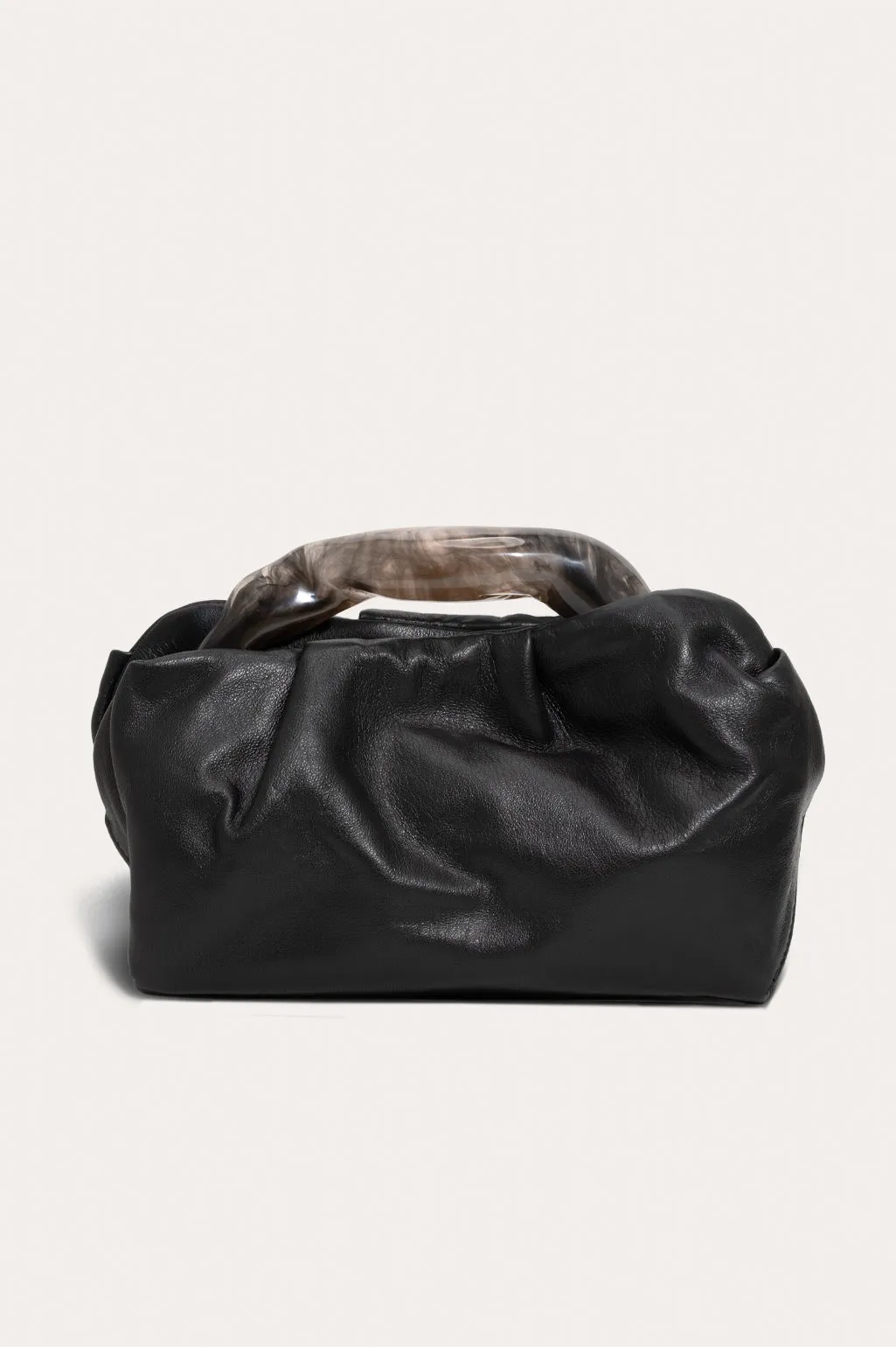The Lunchbox - Smoky Quartz Resin and Black Leather Clutch Bag sold by Completed Works
