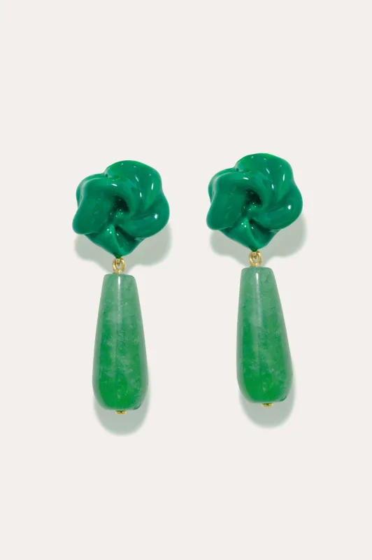 The Depths of Time - Chalcedony and Enamel Recycled Gold Vermeil Earrings made by Completed Works
