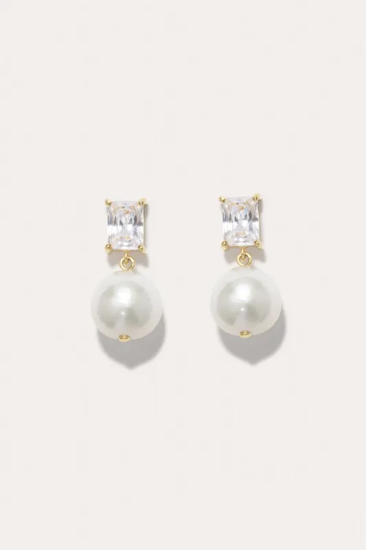 Concurrence - Pearl and Zirconia Recycled Gold Vermeil Earrings made by Completed Works