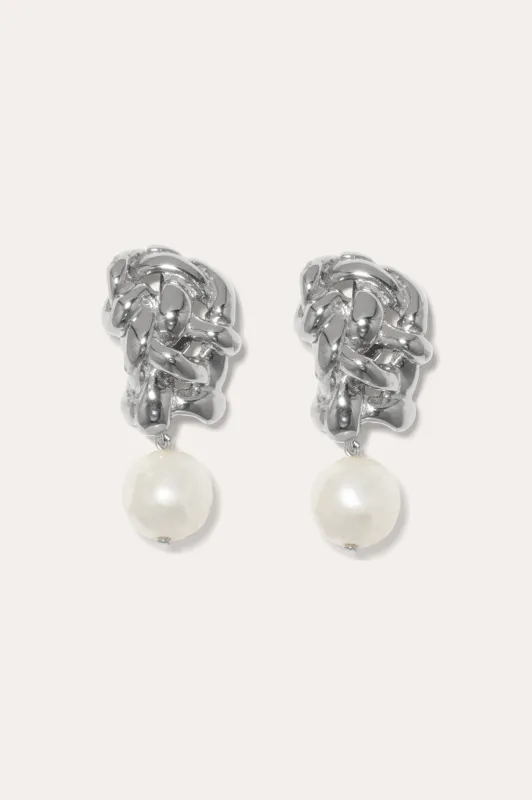 The Paths of Memory - Pearl and Recycled Silver Earrings made by Completed Works