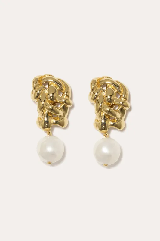 The Paths of Memory - Pearl and Recycled Gold Vermeil Earrings made by Completed Works