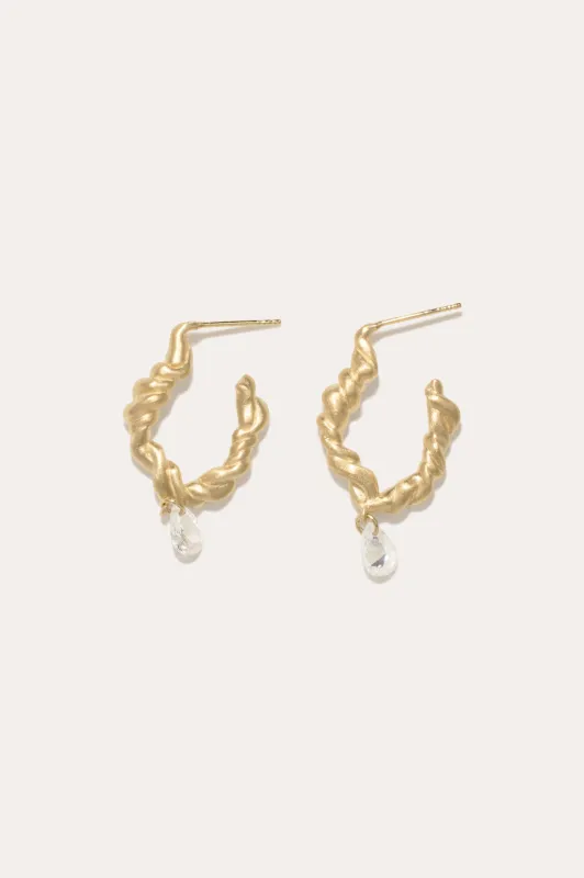 Time is Not an Illusion - Zirconia and Recycled Gold Vermeil Earrings made by Completed Works