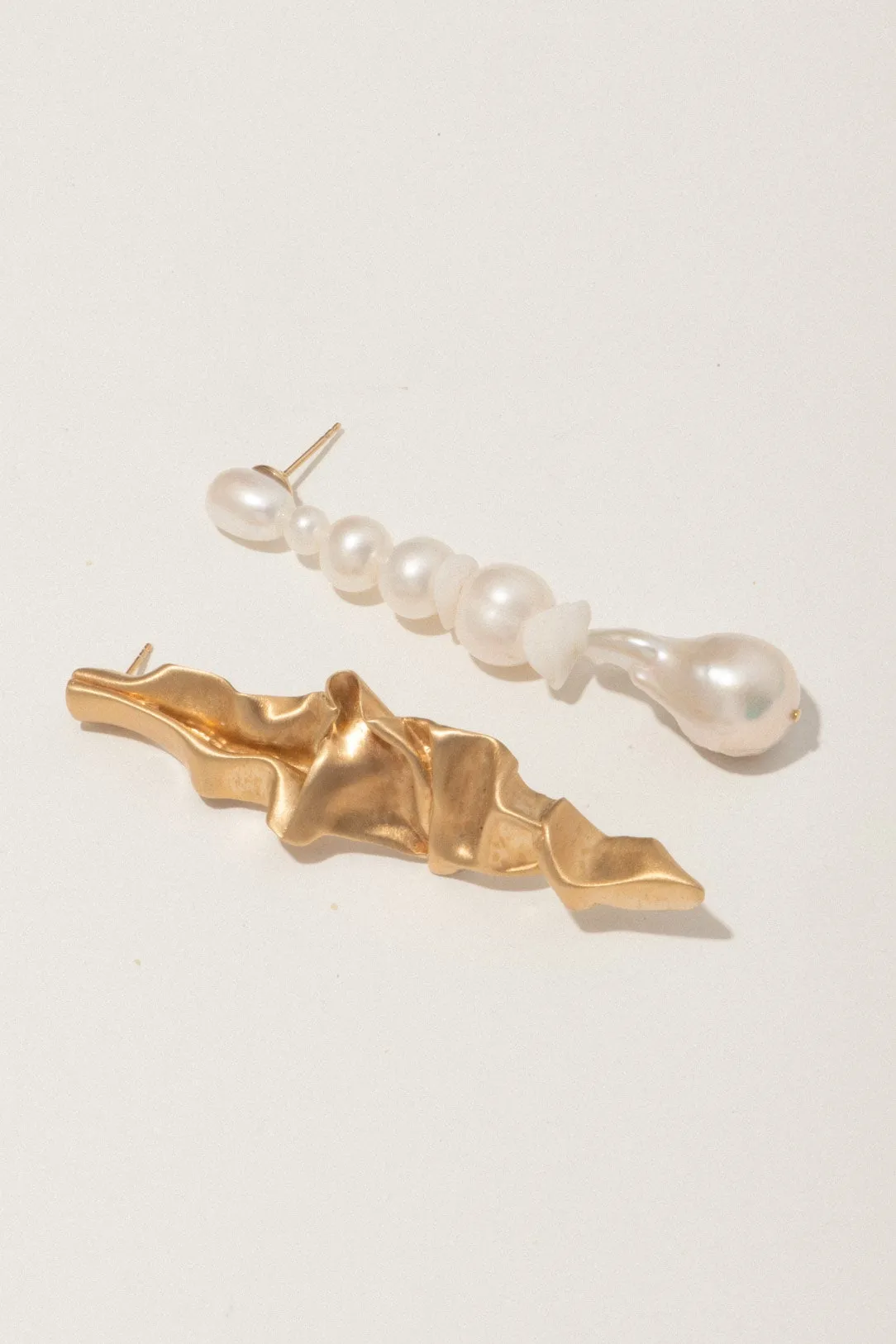 Crumple - Pearl and Ceramic Recycled Gold Vermeil Earrings sold by Completed Works product image thumbnail 3