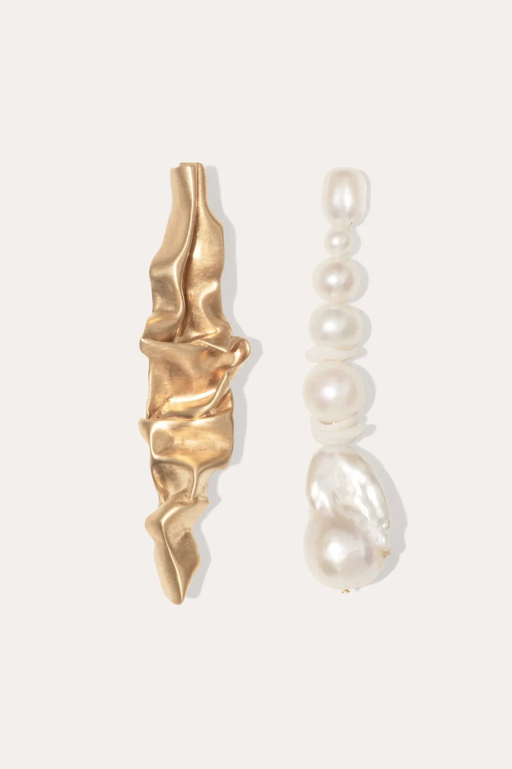 Crumple - Pearl and Ceramic Recycled Gold Vermeil Earrings sold by Completed Works