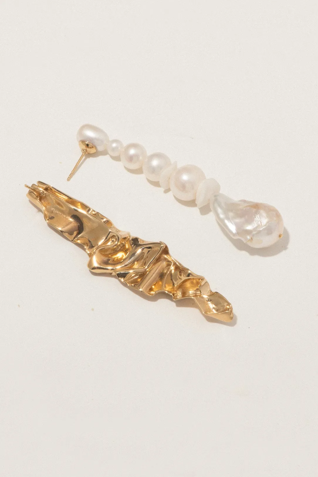 Crumple - Pearl and Ceramic Recycled Gold Vermeil Earrings sold by Completed Works product image thumbnail 4