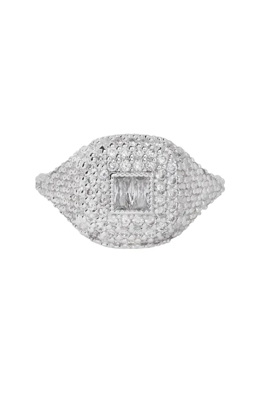 Baguette Signet Ring - Silver made by Crystal Haze