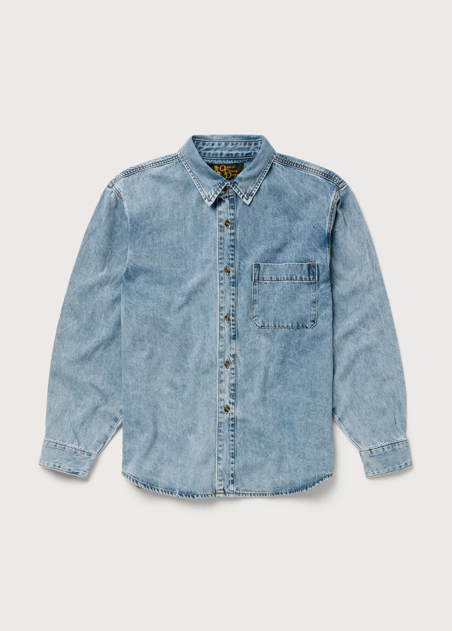 Denim Button Down Shirt | Indigo sold by One Of These Days