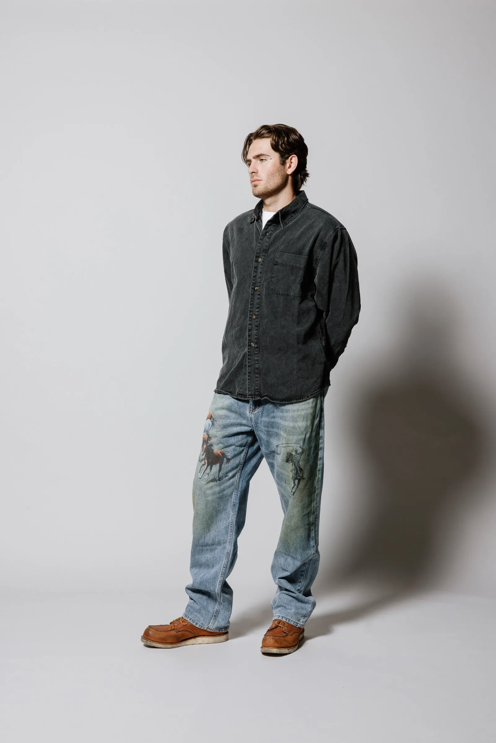 Denim Button Down Shirt | Washed Black sold by One Of These Days product image thumbnail 5