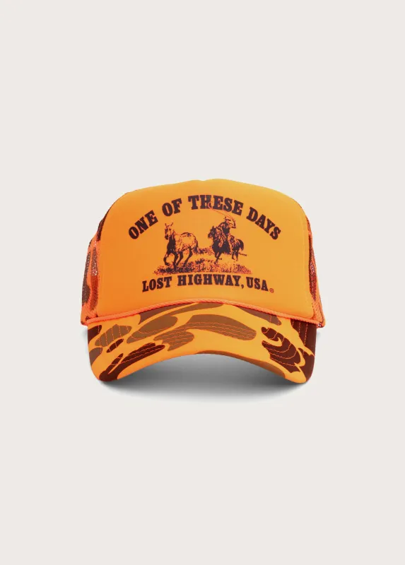 Lost Highway Foam Trucker Hat | Orange Camo made by One Of These Days