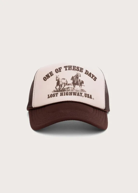 Lost Highway Foam Trucker Hat | Tan Brown made by One Of These Days