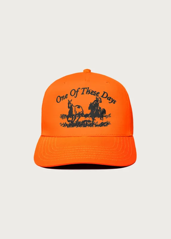 Just For A Moment 5 Panel Hat | Hunter Orange/Black made by One Of These Days