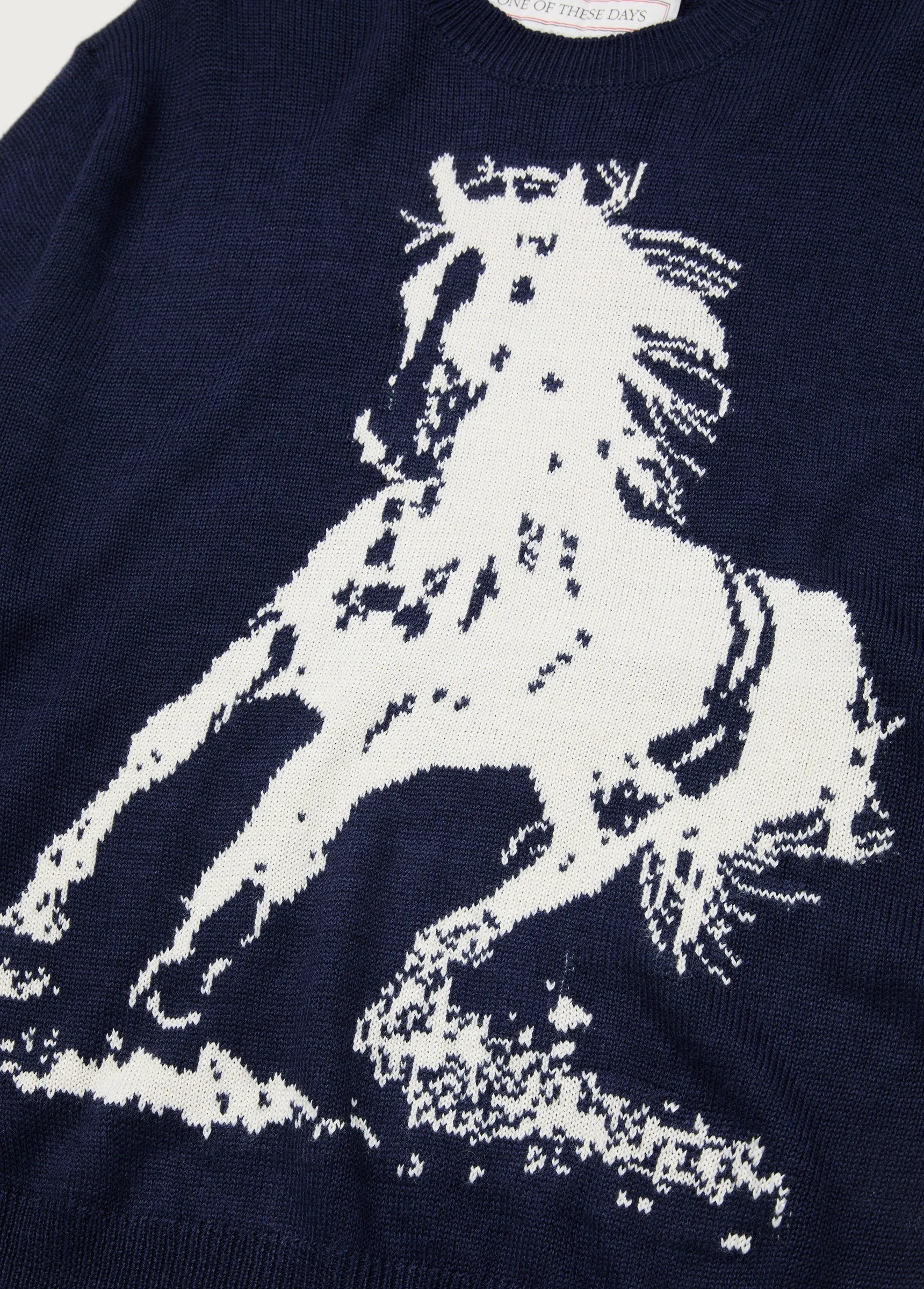 Running Horse Knit Sweater | Navy sold by One Of These Days product image thumbnail 3