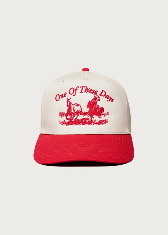 Just For A Moment 5 Panel Hat | Natural/Red made by One Of These Days