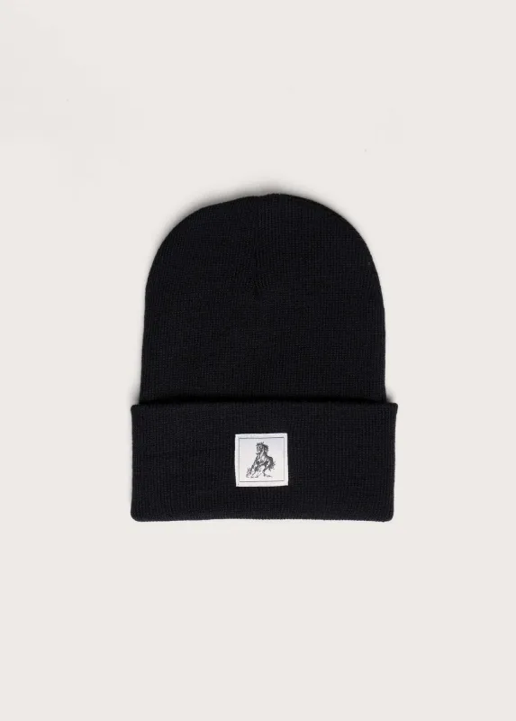 Horse Label Cuff Beanie | Black made by One Of These Days