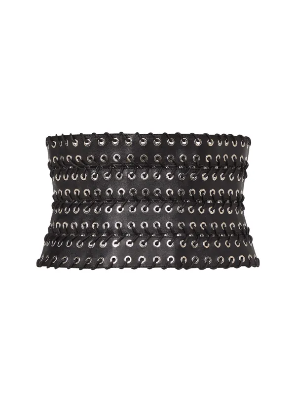 Eyelet Belt in Leather made by Ludovic de Saint Sernin
