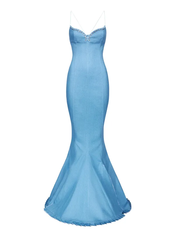Mermaid Cleavage Dress in Denim sold by Ludovic de Saint Sernin