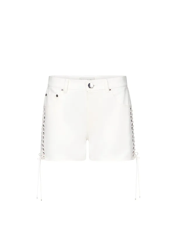 Double Lace-Up Shorts in Denim made by Ludovic de Saint Sernin