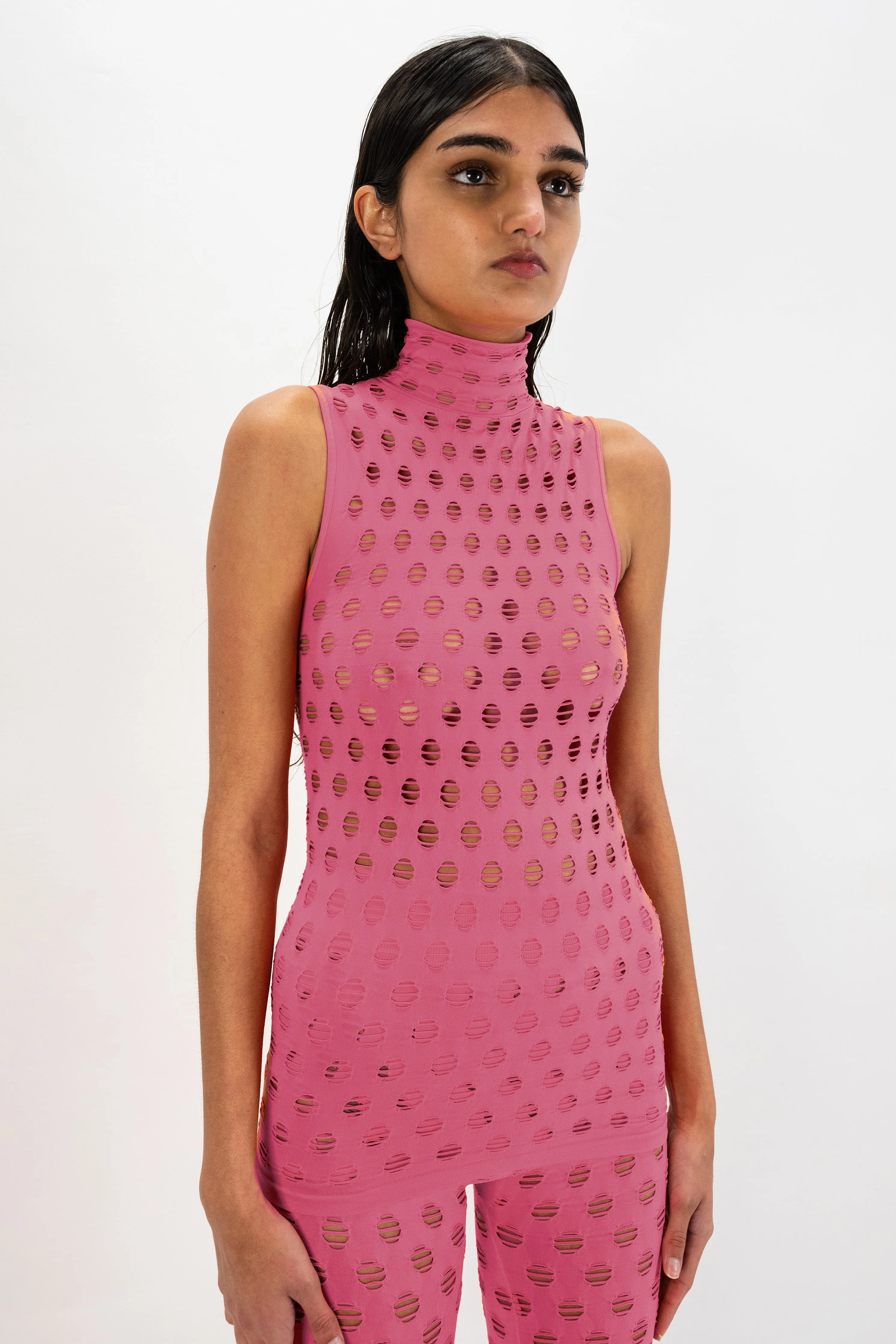 PERFORATED SLEEVELESS TURTLENECK sold by Maisie Wilen product image thumbnail 4