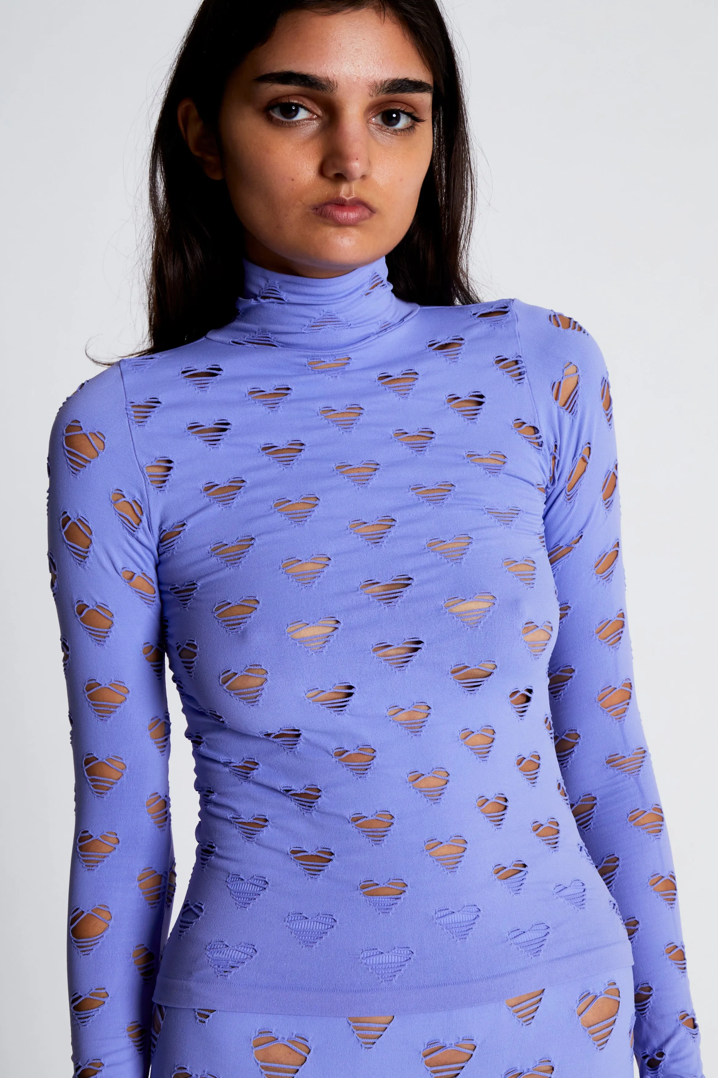 PERFORATED HEART TURTLENECK sold by Maisie Wilen product image thumbnail 4