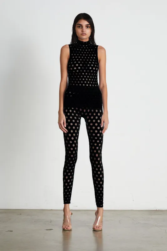 PERFORATED SLEEVELESS TURTLENECK made by Maisie Wilen