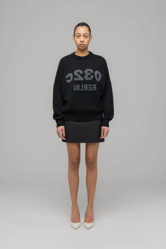 "SELFIE" SWEATER BLACK/BLACK MELANGE made by 032c