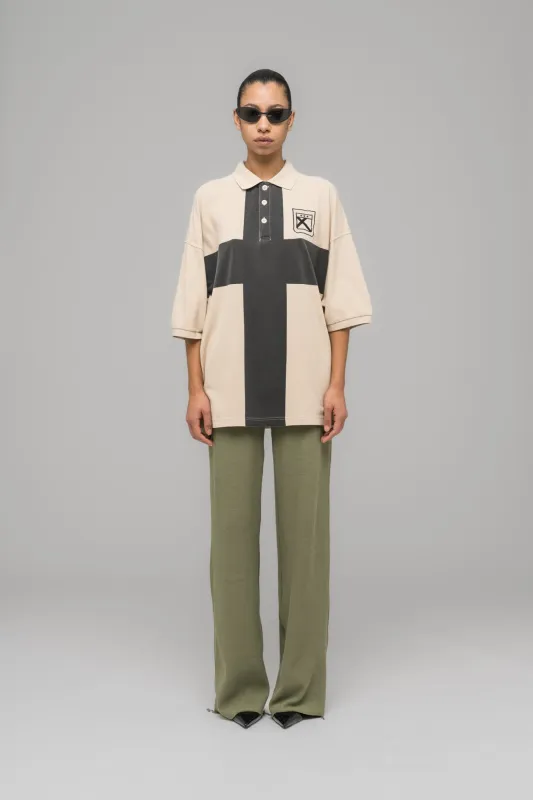"FAINTING CROSS" OVERSIZED POLO SHIRT made by 032c
