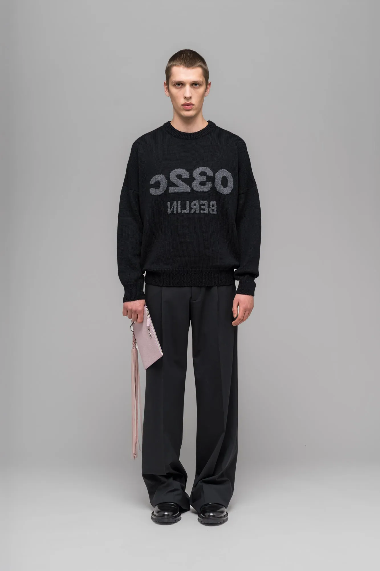 "SELFIE" SWEATER BLACK/BLACK MELANGE sold by 032c