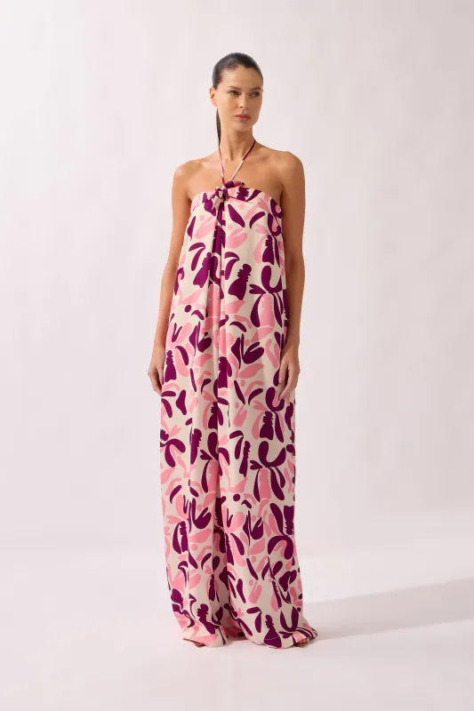 Bold Floral Neck-Tie Maxi Dress made by Adriana Degreas